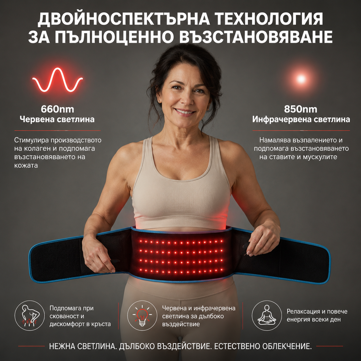VitaBeam™ Терапевтичен колан с червена светлина
